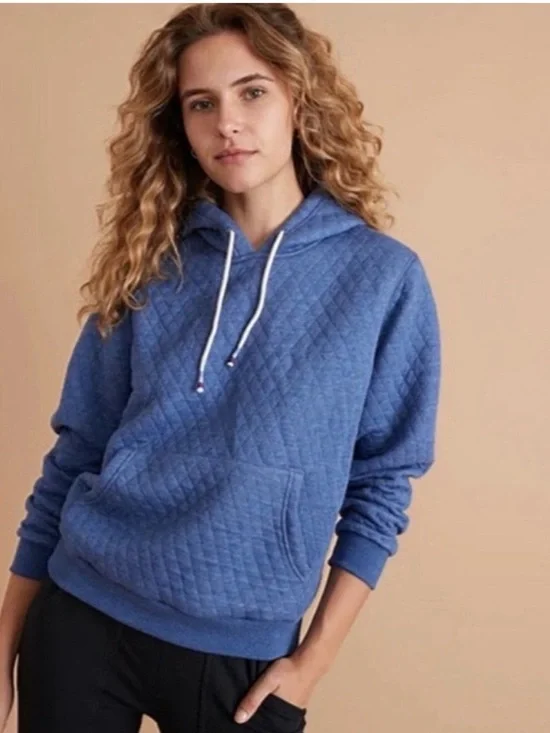 Marine Layer Corbet blue quilted hoodie size medium washwear noted - Picture 1 of 7